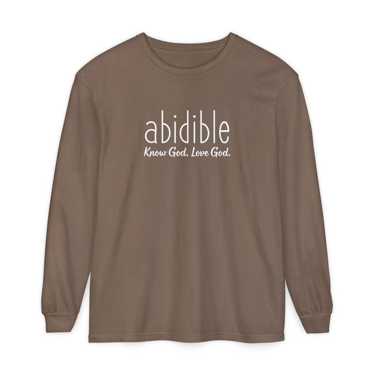 DAY 4 | Abidible Long-Sleeve Comfort Colors Tee — &quot;Know God. Love God.&quot; Long-sleeve Printify Espresso S 