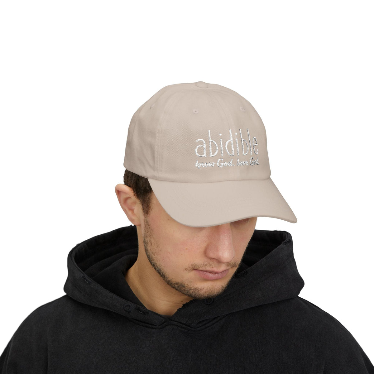 Abidible Dad Cap - &quot;Abidible: Fear God, Love God&quot; Embroidered Baseball Hat Hats Printify 