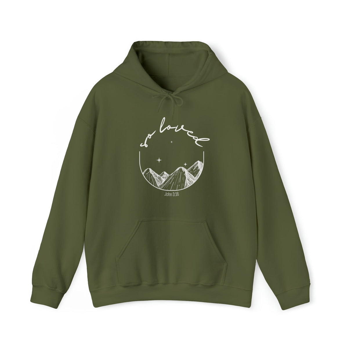 &quot;So Loved&quot; Unisex Heavy Blend™ Hooded Sweatshirt Hoodie Printify Military Green S 