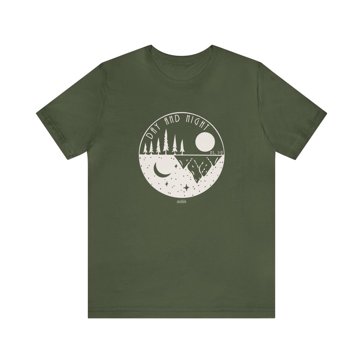 &quot;Day and Night&quot; Bella + Canvas Unisex Short Sleeve Tee T-Shirt Printify Military Green S 