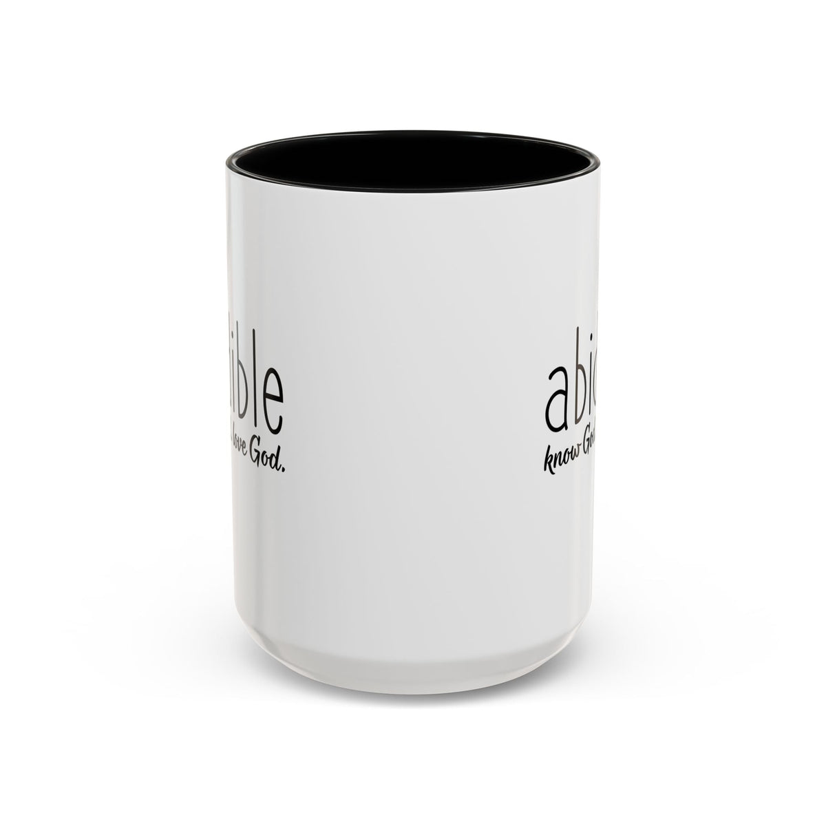 Abidible Ceramic Coffee Mug — &quot;Know God, Love God&quot; Inspirational Accent Mug (15 oz) Mug Printify 