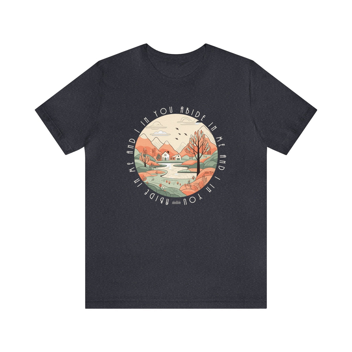 &quot;Abide in Me&quot; Bella + Canvas Unisex Short Sleeve Tee T-Shirt Printify Heather Navy S 