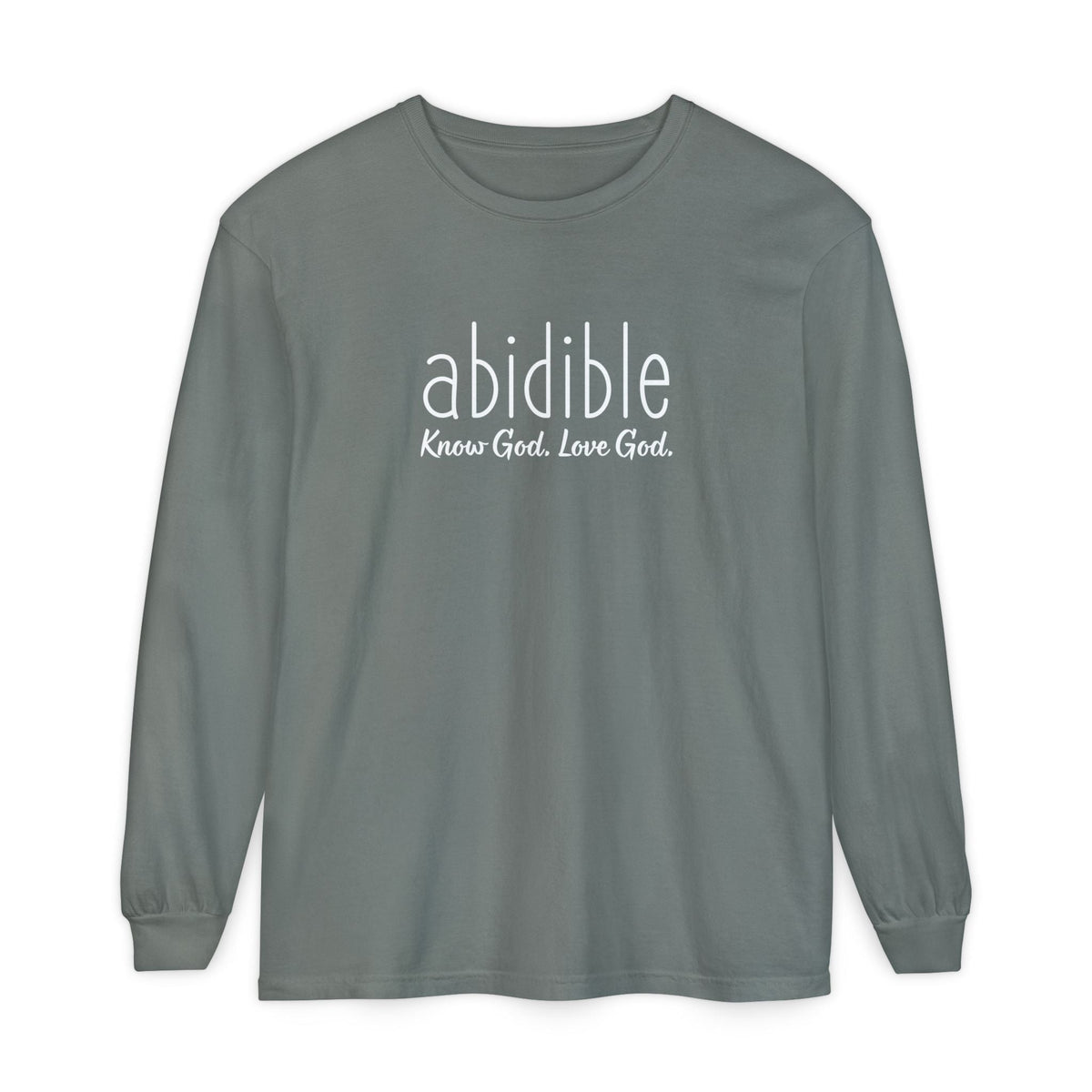 DAY 4 | Abidible Long-Sleeve Comfort Colors Tee — &quot;Know God. Love God.&quot; Long-sleeve Printify Grey S 