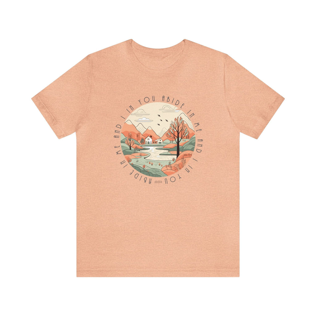 &quot;Abide in Me&quot; Bella + Canvas Unisex Short Sleeve Tee T-Shirt Printify Heather Peach S 