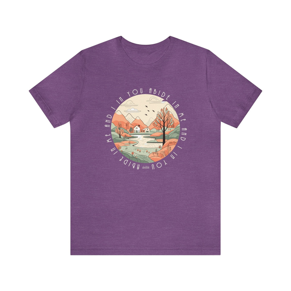 &quot;Abide in Me&quot; Bella + Canvas Unisex Short Sleeve Tee T-Shirt Printify Heather Team Purple S 