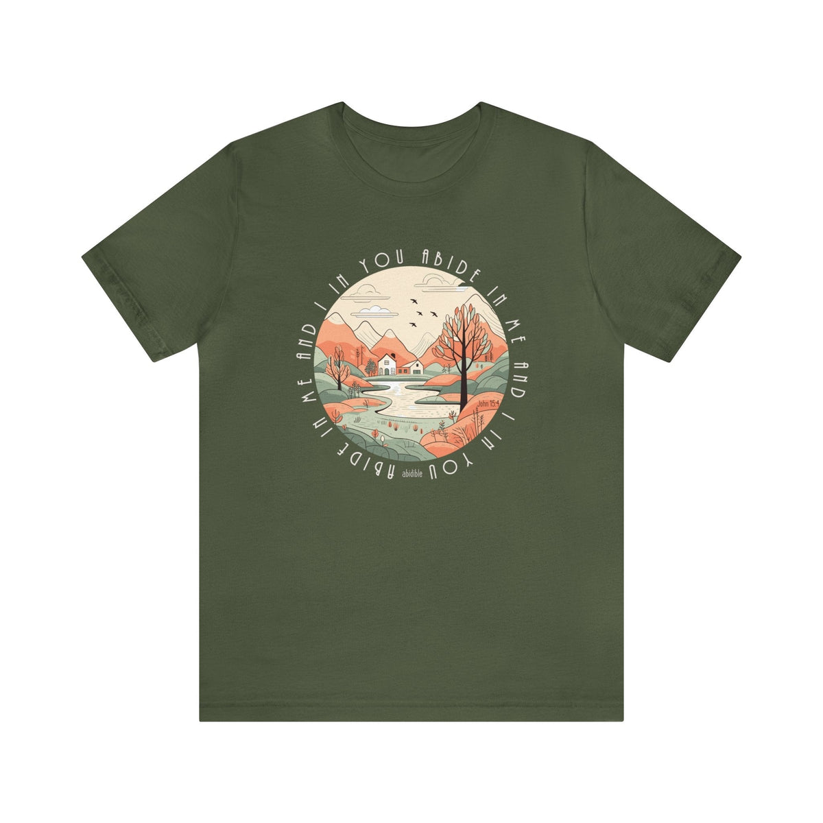 &quot;Abide in Me&quot; Bella + Canvas Unisex Short Sleeve Tee T-Shirt Printify Military Green S 