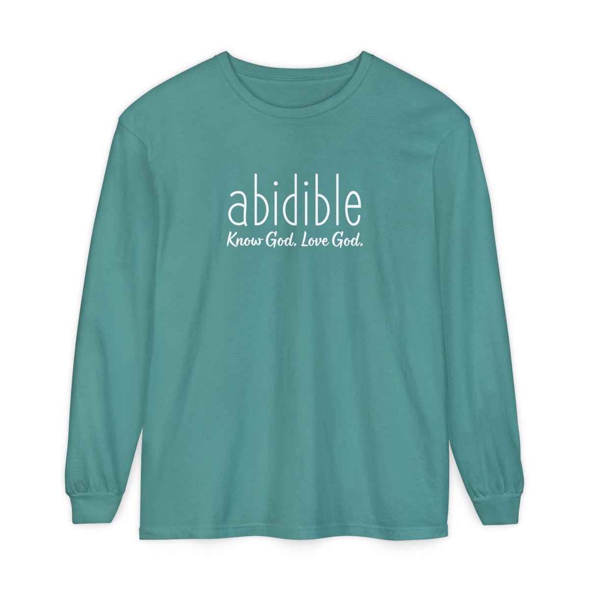 DAY 4 | Abidible Long-Sleeve Comfort Colors Tee — &quot;Know God. Love God.&quot; Long-sleeve Printify Seafoam S 