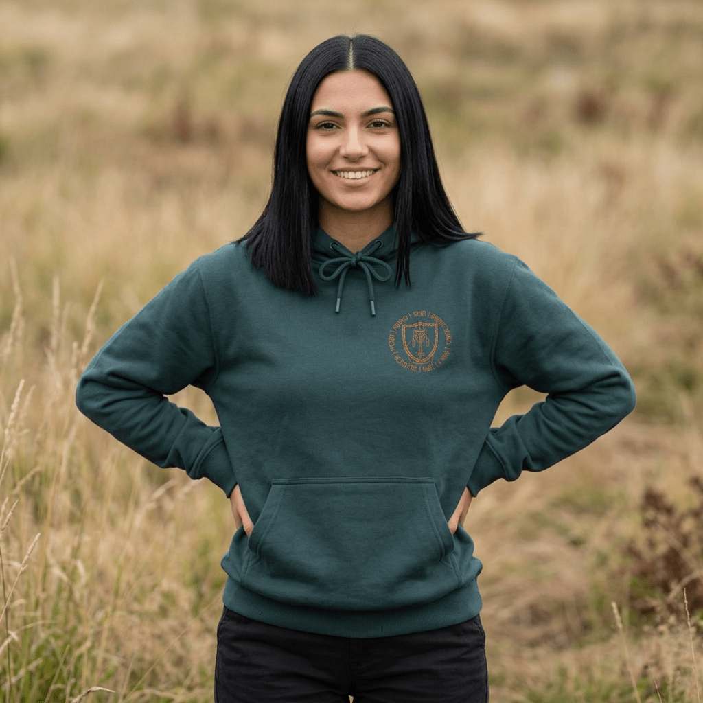 The Armor Embroidered Unisex Hoodie Hoodie Printify Sports Green S 