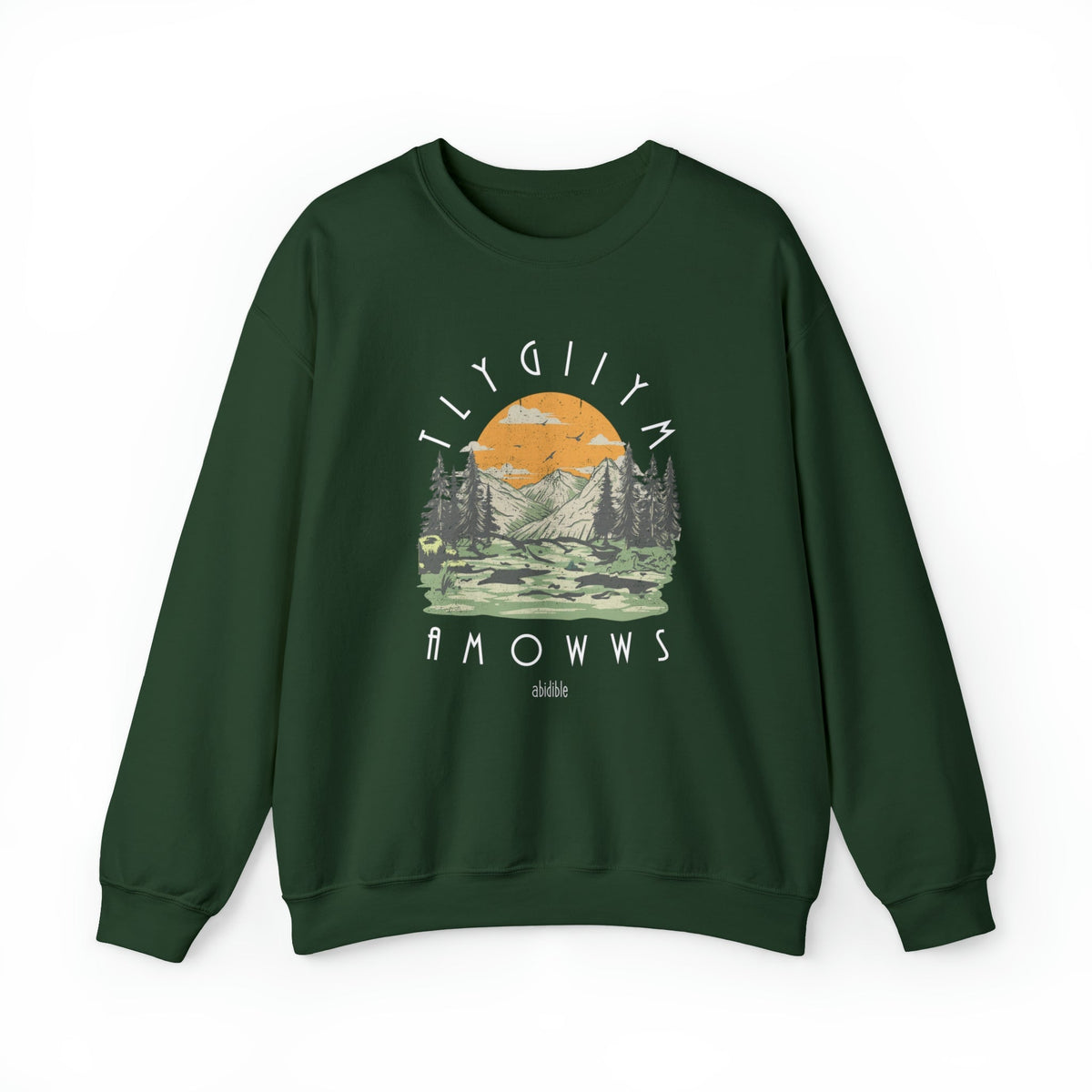 &quot;God is Mighty&quot; Unisex Heavy Blend™ Crewneck Sweatshirt Sweatshirt Printify S Forest Green 