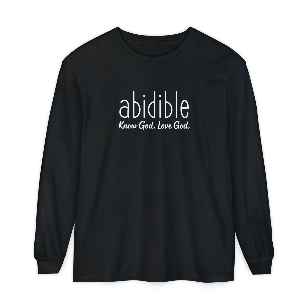 DAY 4 | Abidible Long-Sleeve Comfort Colors Tee — &quot;Know God. Love God.&quot; Long-sleeve Printify Black S 
