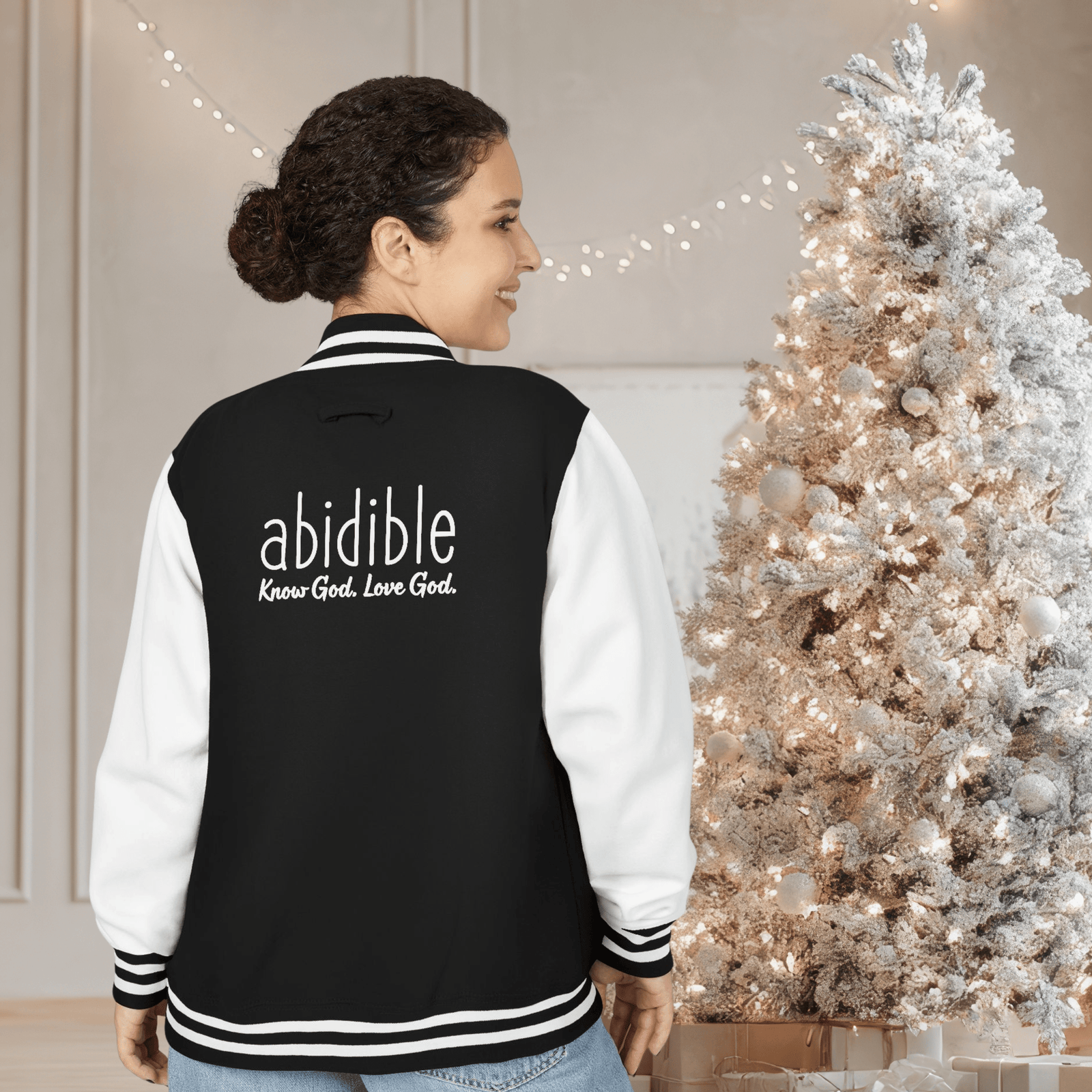 DAY 12 | Abidible Letterman Jacket — "No Empty Word" (Deut 32:47) Outerwear Printify 