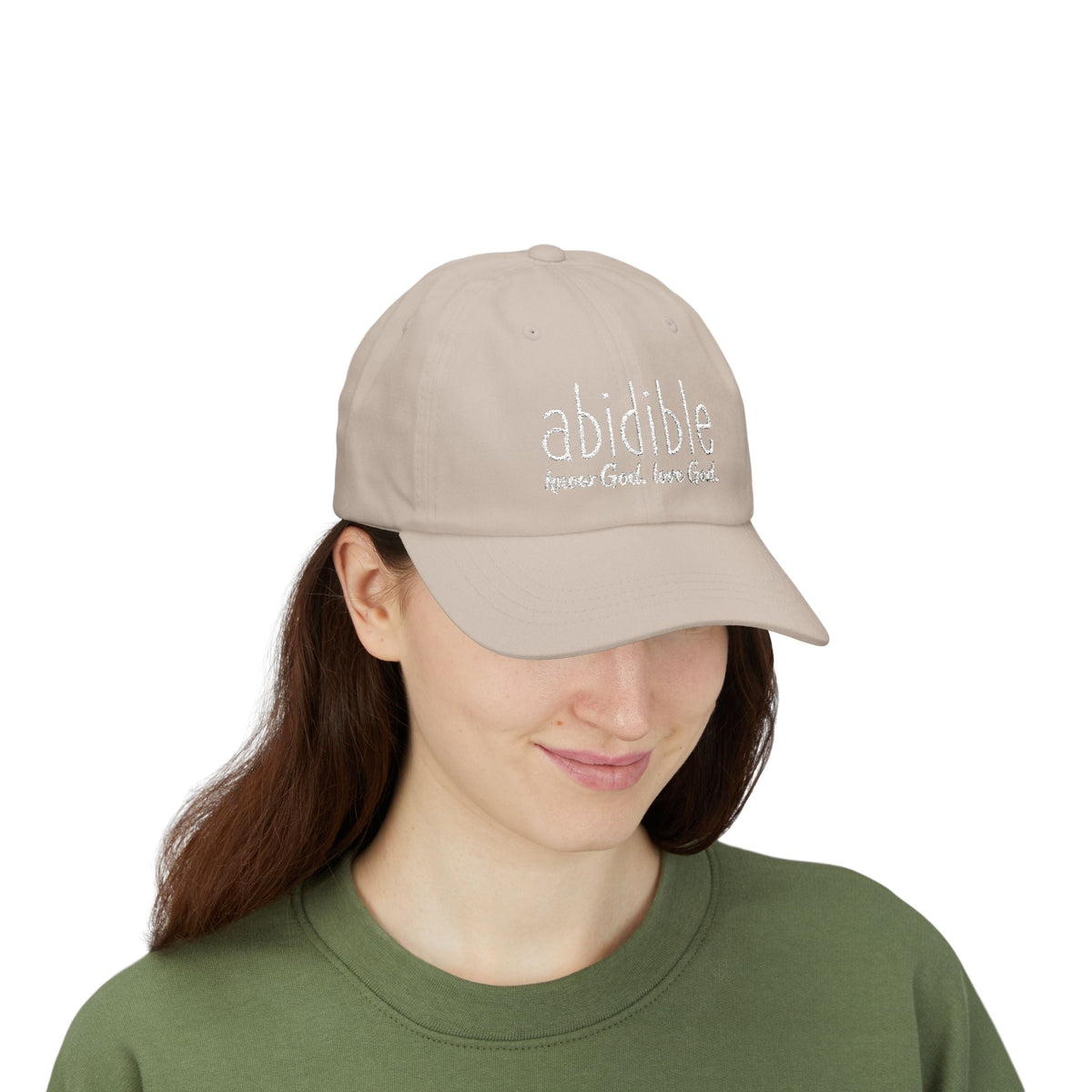 Abidible Dad Cap - &quot;Abidible: Fear God, Love God&quot; Embroidered Baseball Hat Hats Printify 