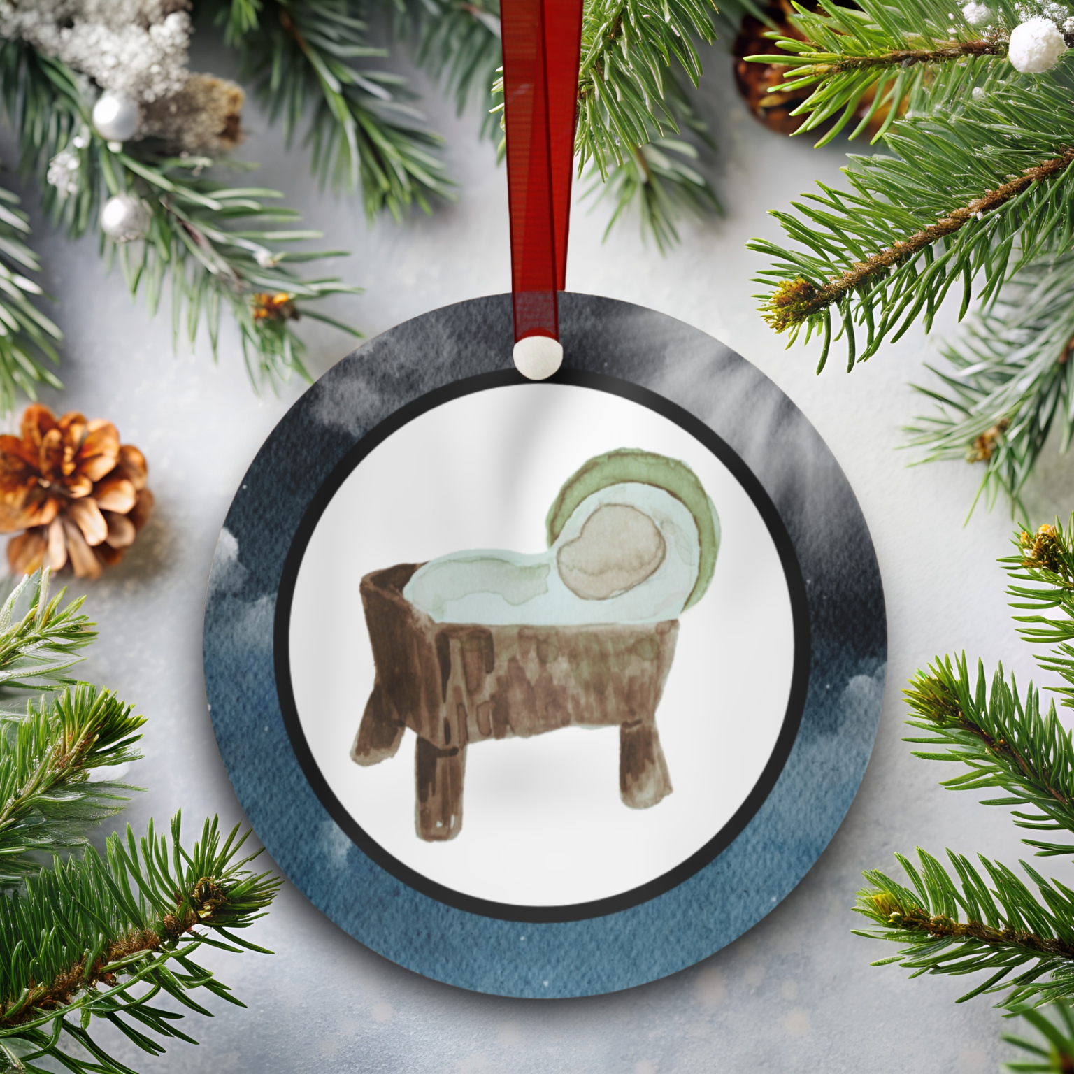 DAY 7 | Abidible A Child is Born Metal Christmas Ornament (Collect All 6) Home Decor Printify 