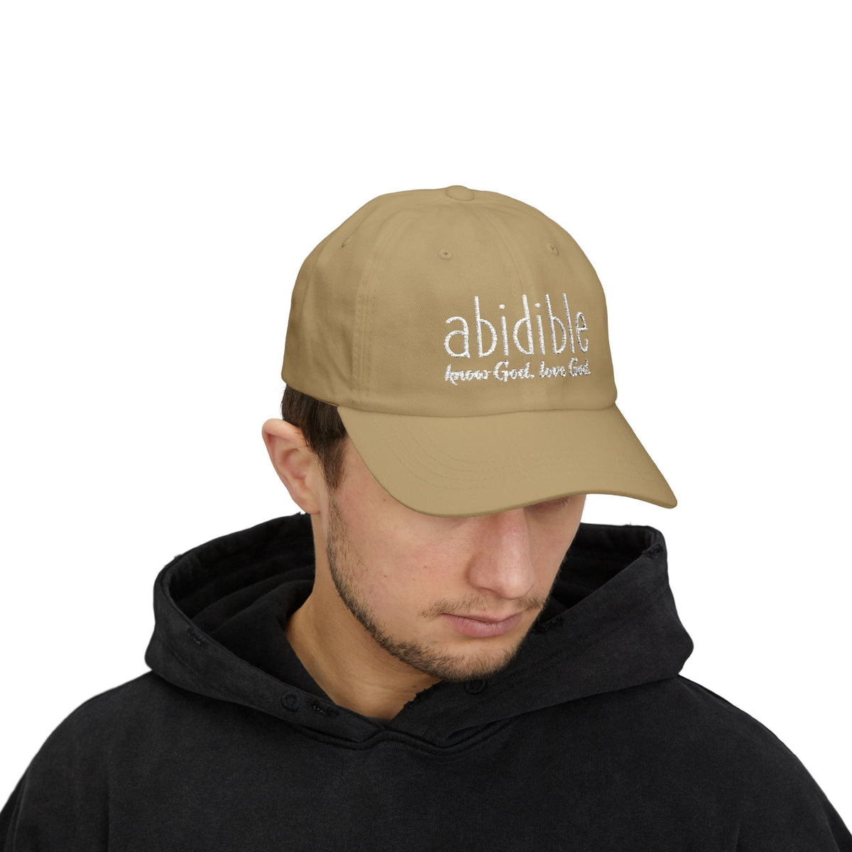 Abidible Dad Cap - &quot;Abidible: Fear God, Love God&quot; Embroidered Baseball Hat Hats Printify 