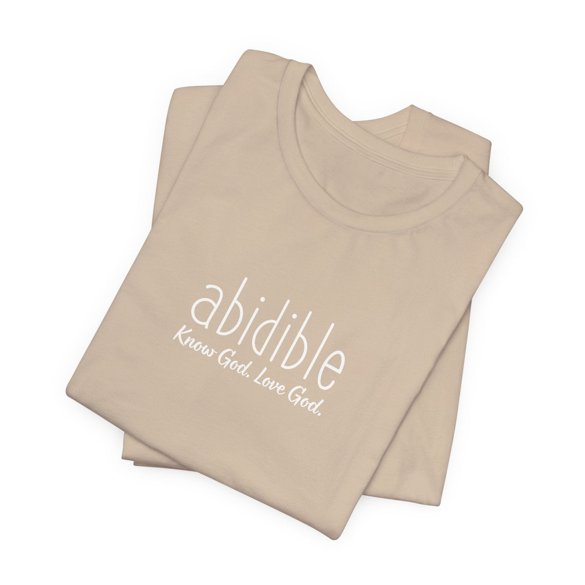 DAY 3 | Abidible &quot;Know God, Love God&quot; Unisex Bella + Canvas™ T-Shirt T-Shirt Printify Tan XS 