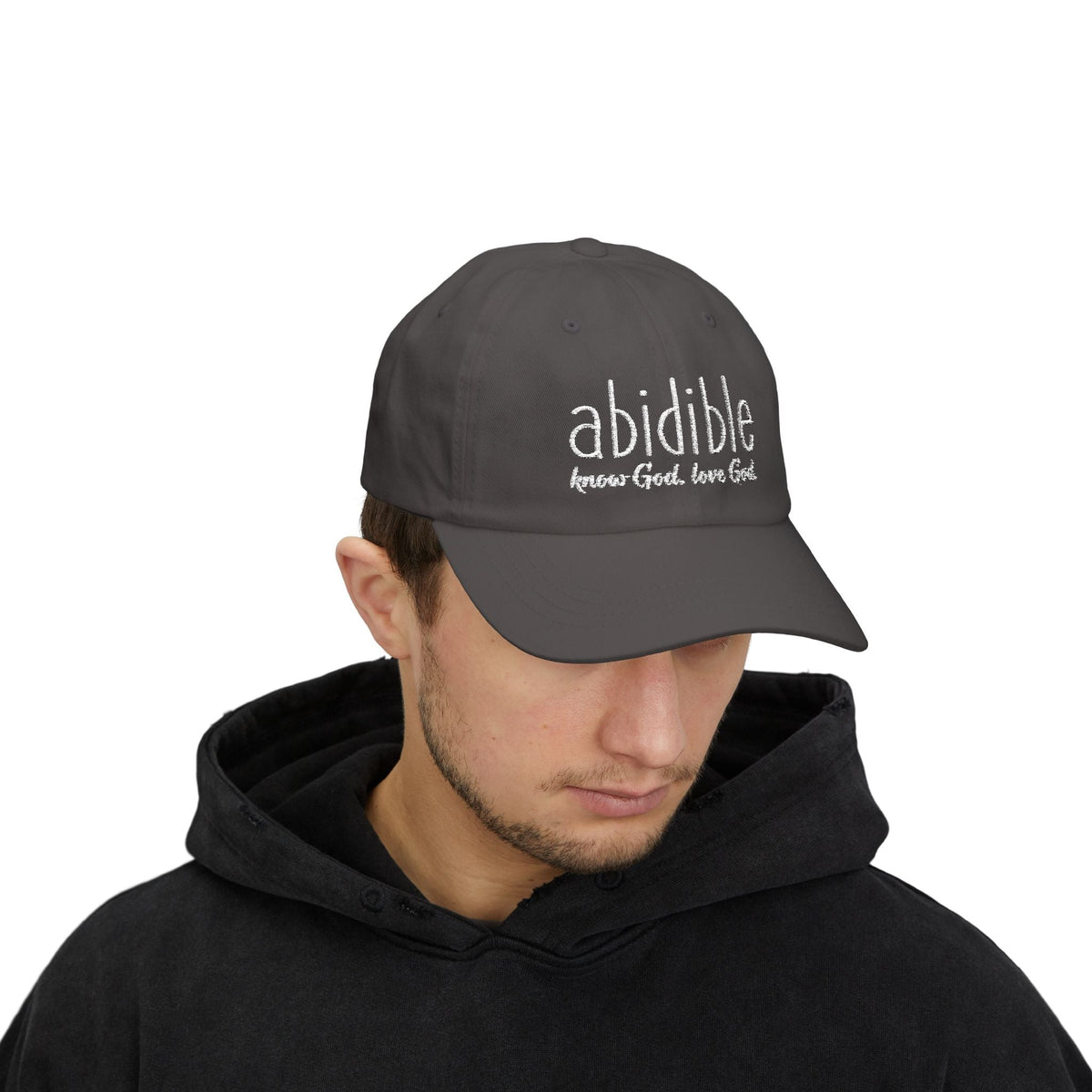 Abidible Dad Cap - &quot;Abidible: Fear God, Love God&quot; Embroidered Baseball Hat Hats Printify 