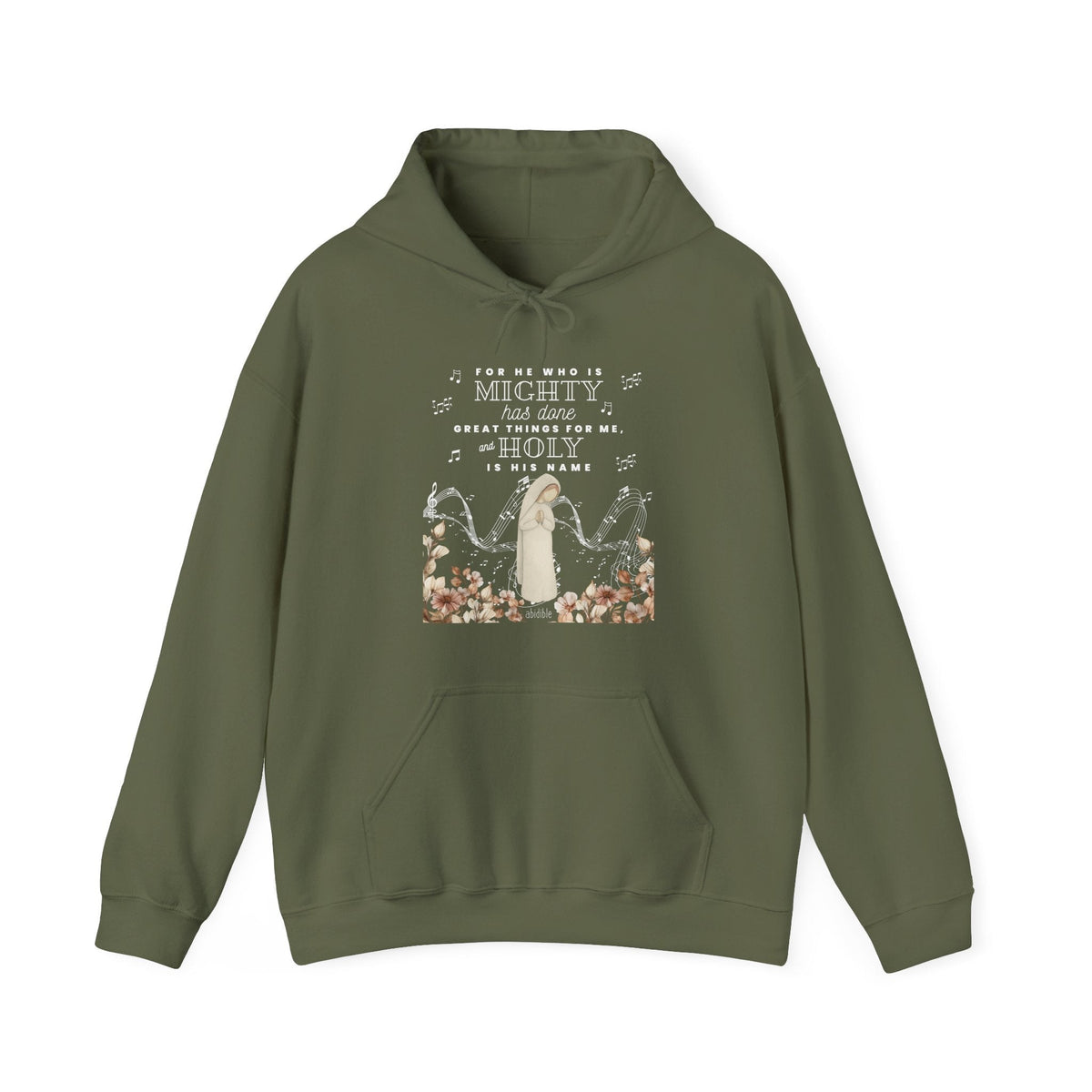 DAY 5 | Mary&#39;s Song &quot;He Who is Mighty&quot; Gildan Heavy Blend™ Hoodie Hoodie Printify Military Green S 