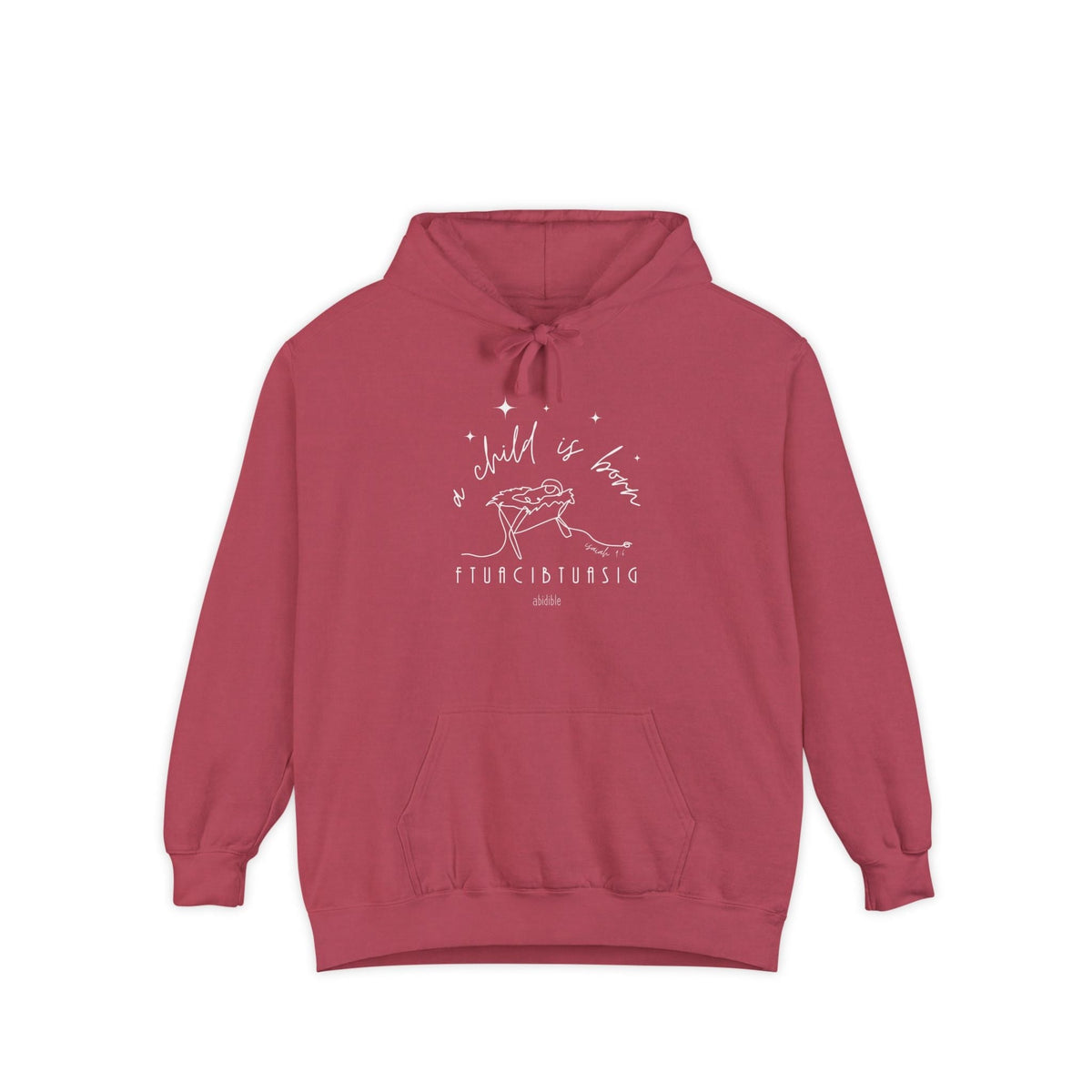 &quot;A Child is Born&quot; Unisex Comfort Colors™ Hoodie Hoodie Printify Crimson S 