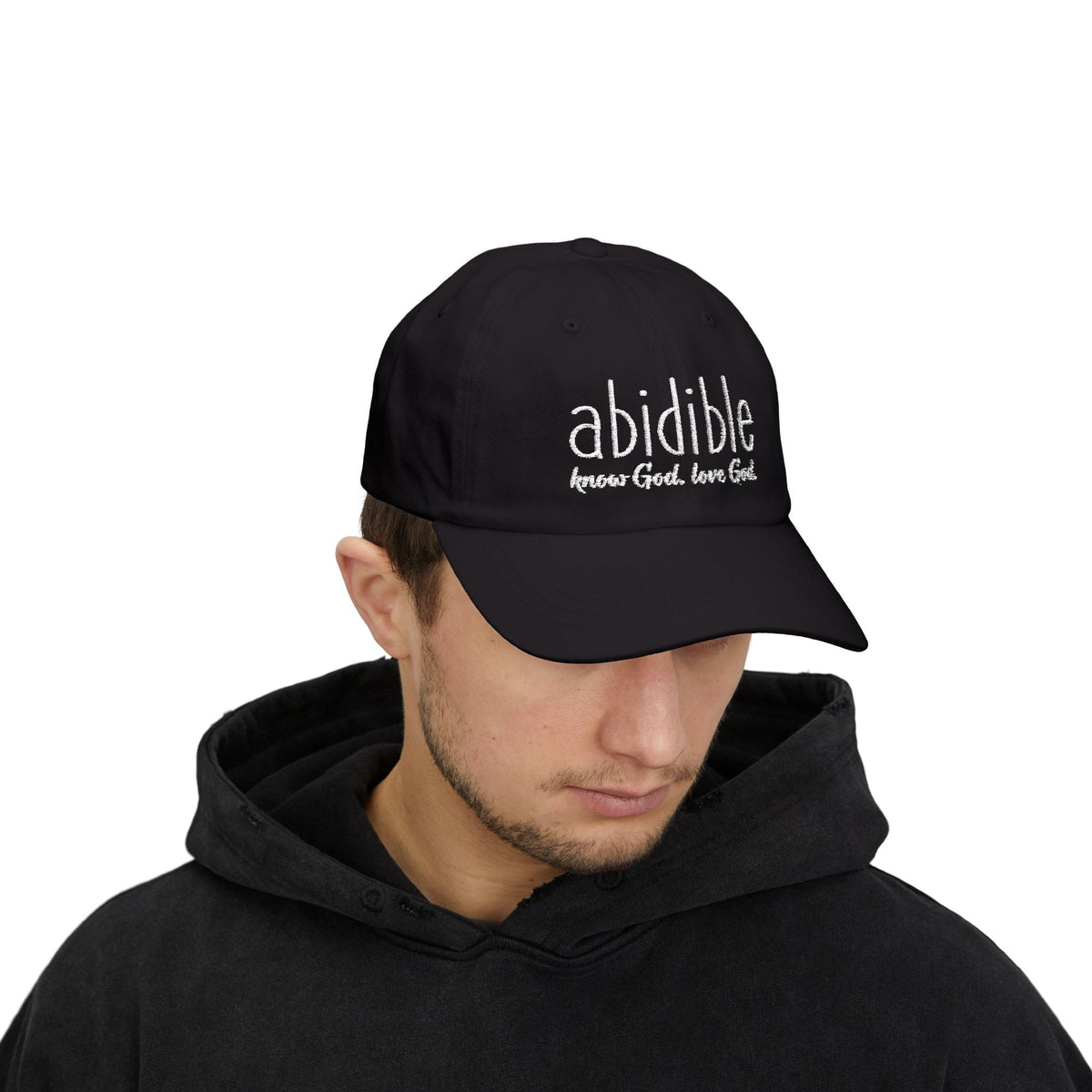 Abidible Dad Cap - &quot;Abidible: Fear God, Love God&quot; Embroidered Baseball Hat Hats Printify 