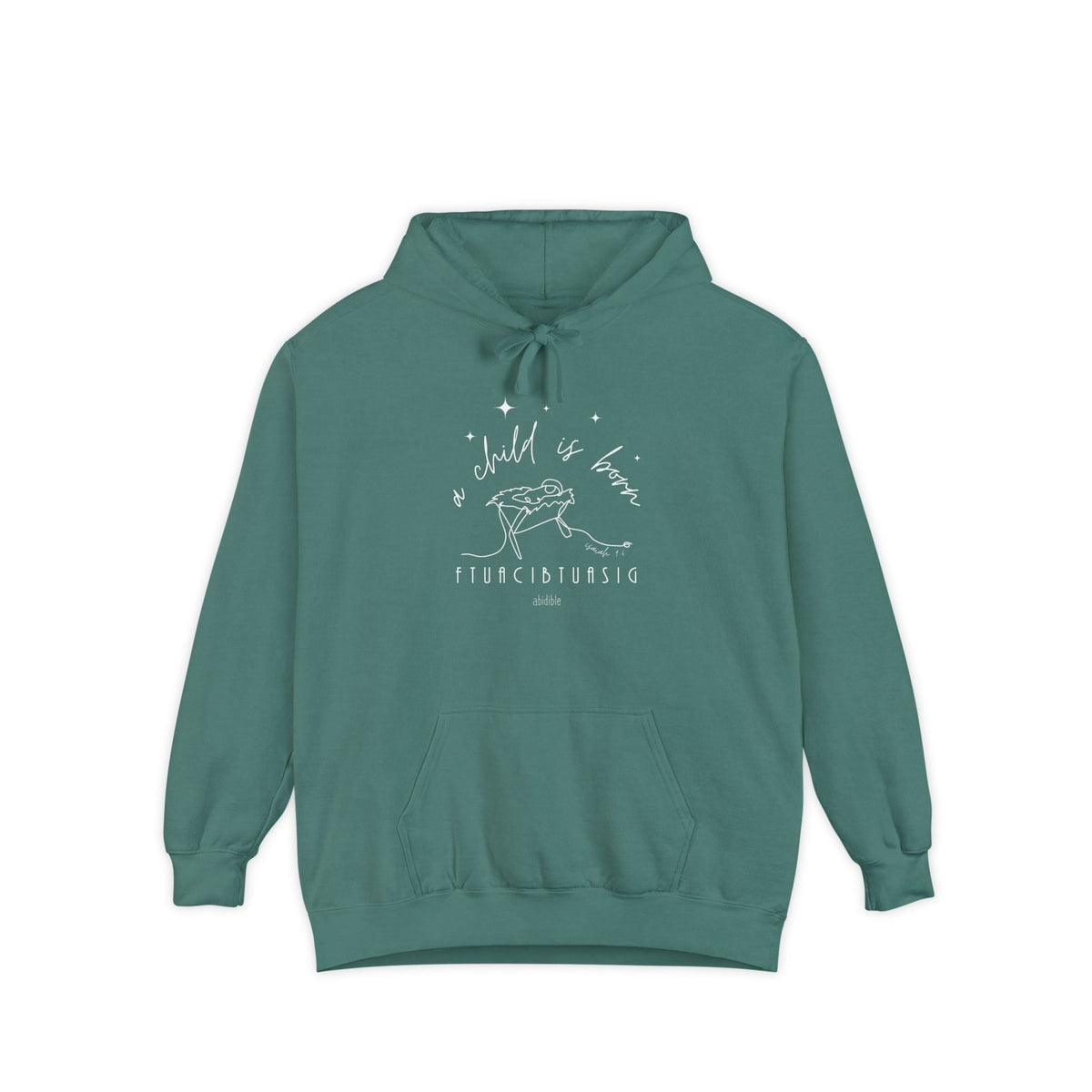 &quot;A Child is Born&quot; Unisex Comfort Colors™ Hoodie Hoodie Printify Light Green S 