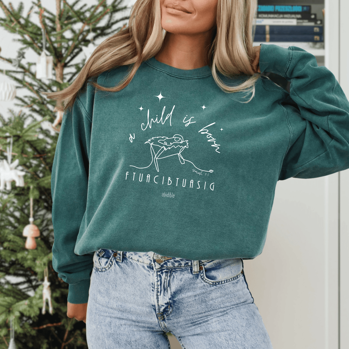 &quot;A Child is Born&quot; Unisex Comfort Colors™ Crewneck Sweatshirt Printify 
