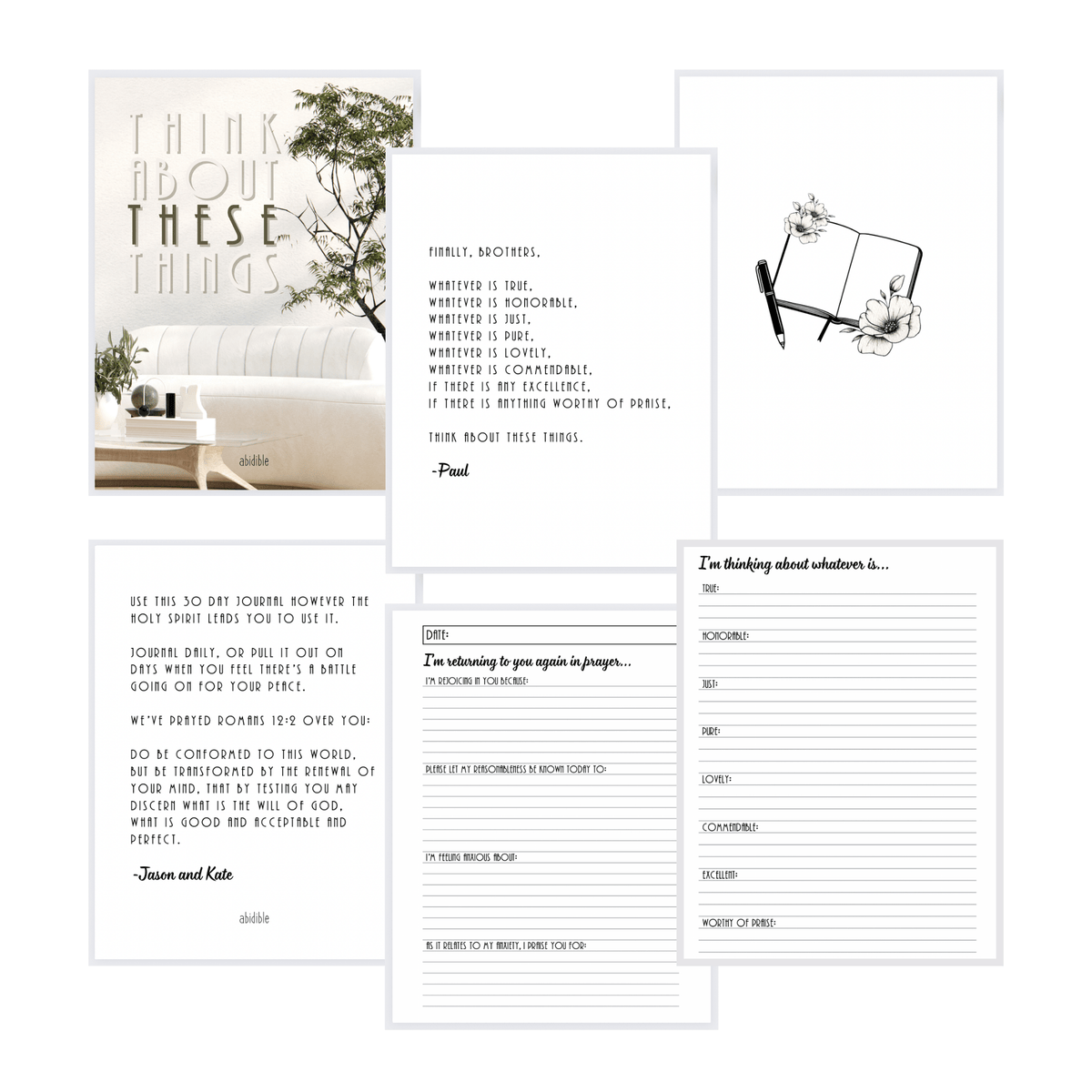 #012 Abidible &quot;Think About These Things&quot; Journal Study abidible 